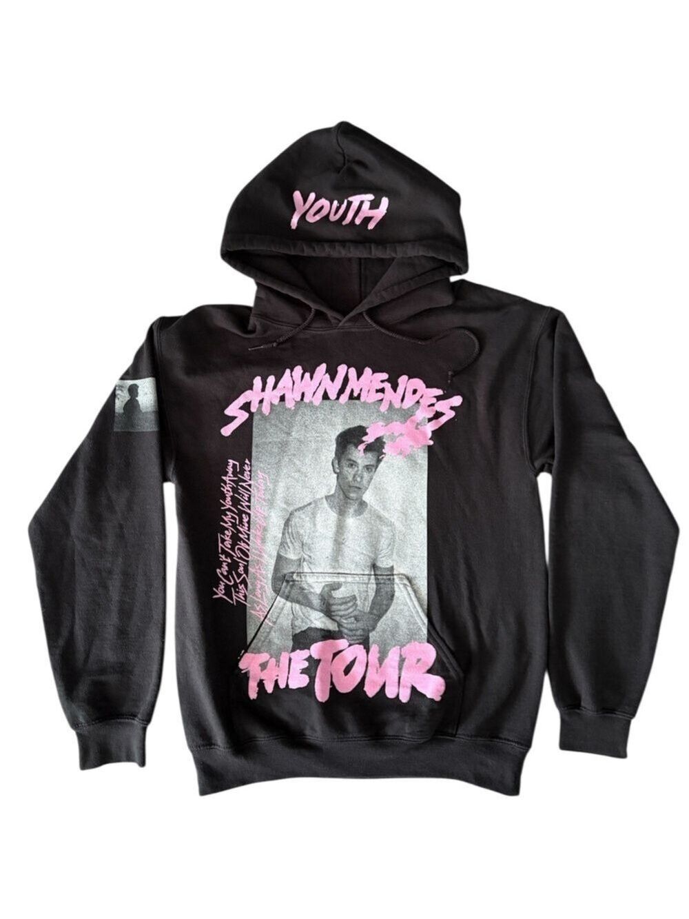 Shawn Mendes Black Concert Hoodie Pink Graphic Print Small